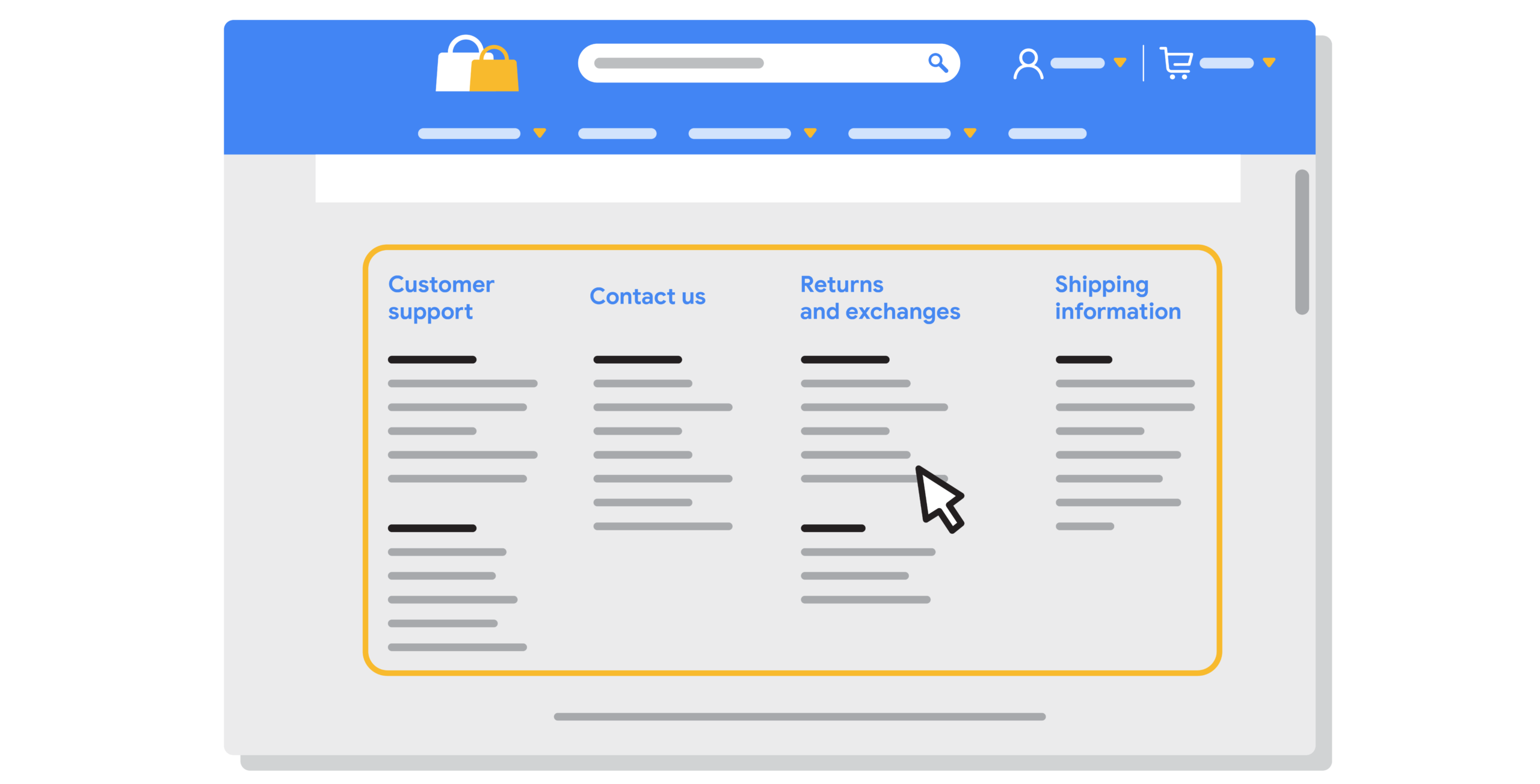 Footer of an e-commerce website