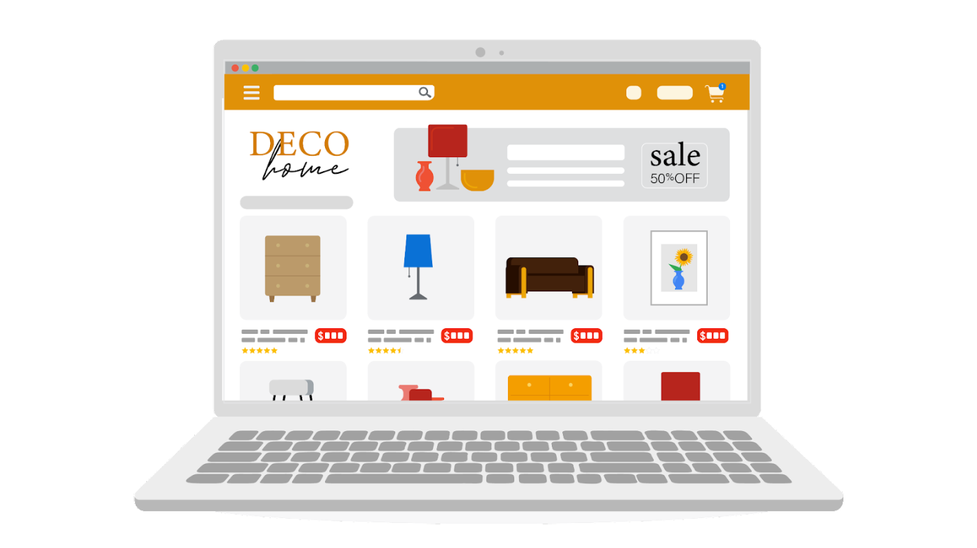 Home page of an e-commerce website