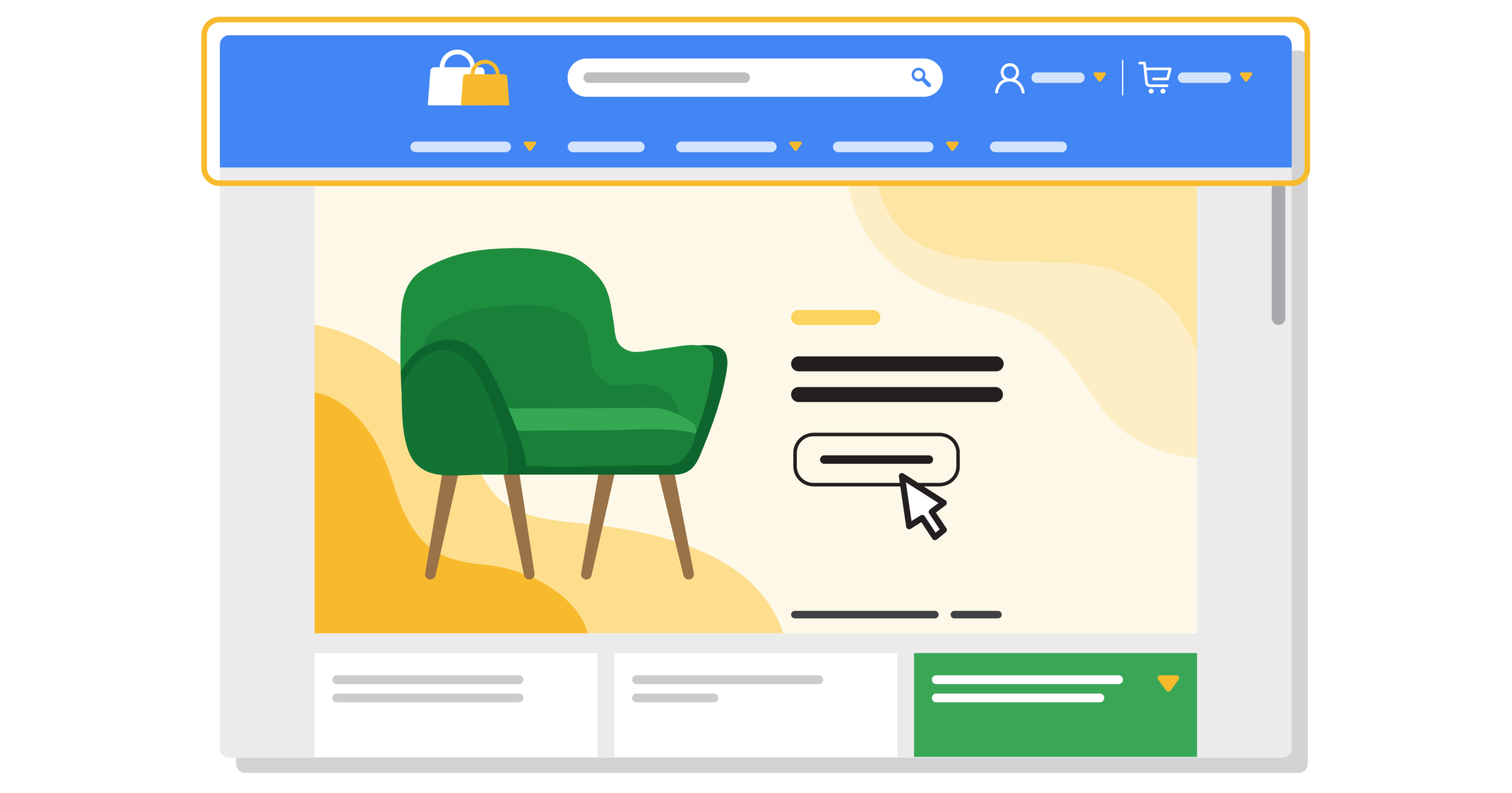 Navigation bar for an e-commerce website